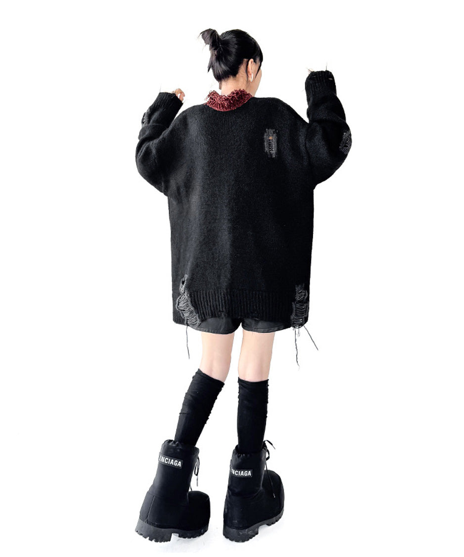 Fringe Patchwork Knit Cardigan