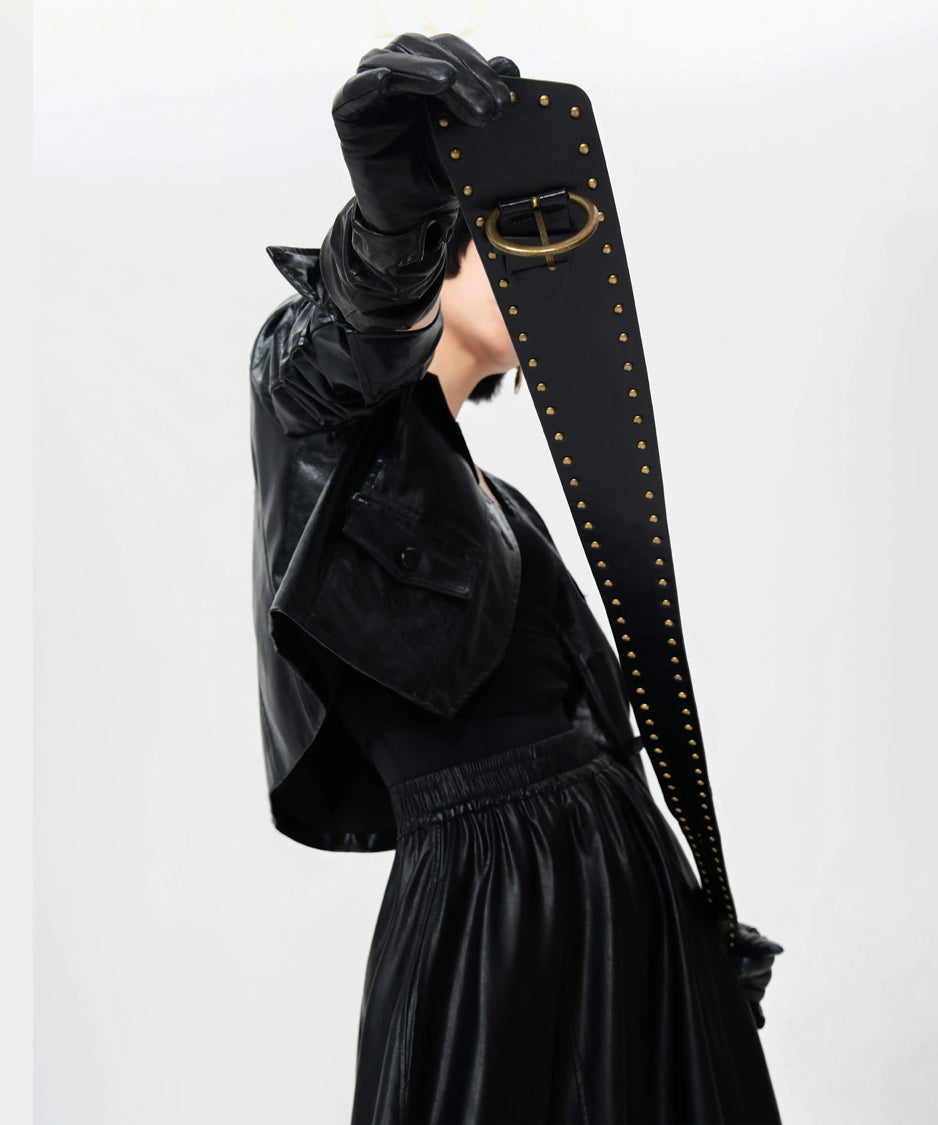 Studded Wide Buckle Belt