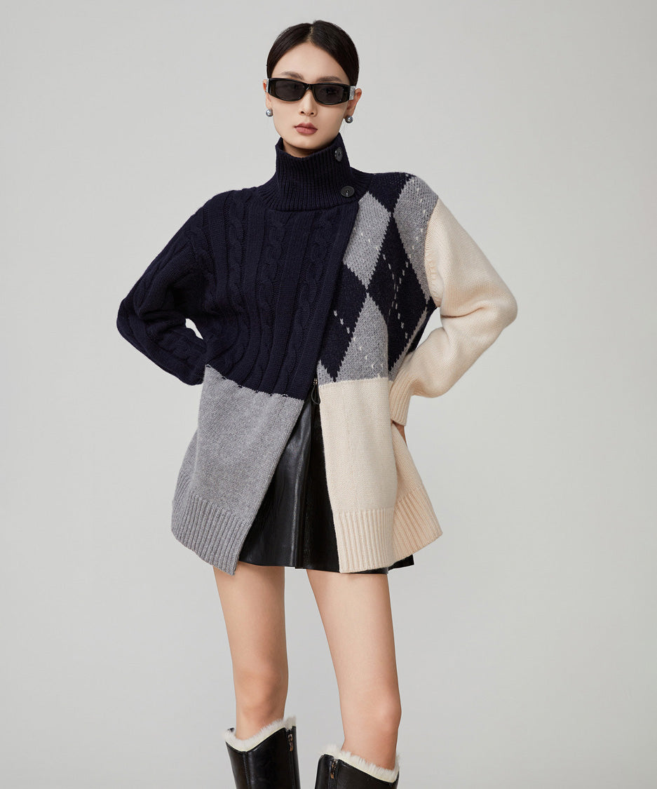Argyle Cable Highneck Knit