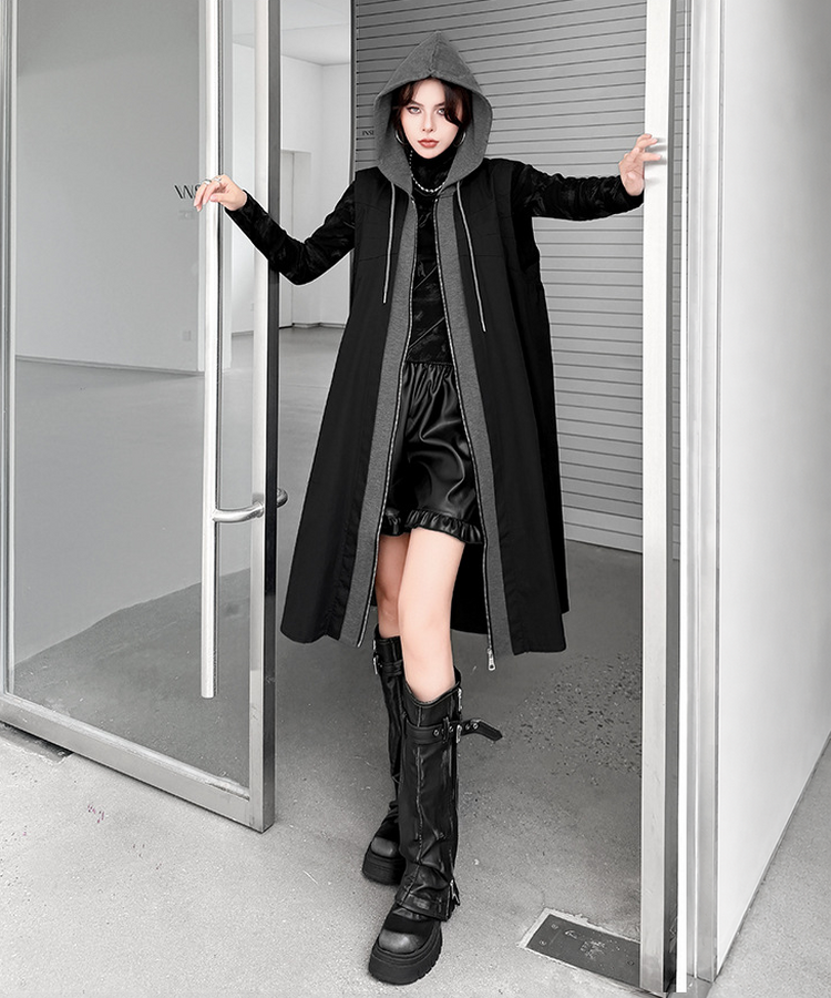 Hood Frame Long Vest