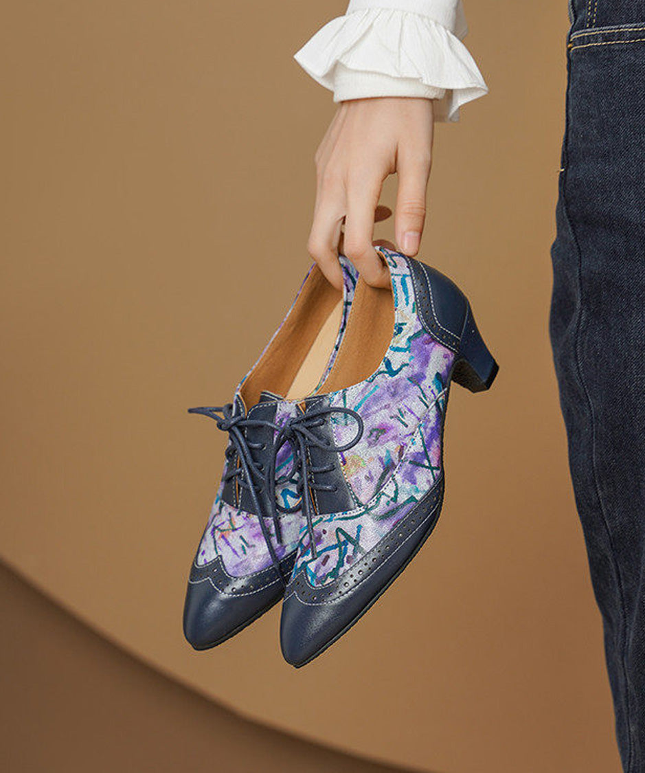 Watercolor Brogue Heel Shoes