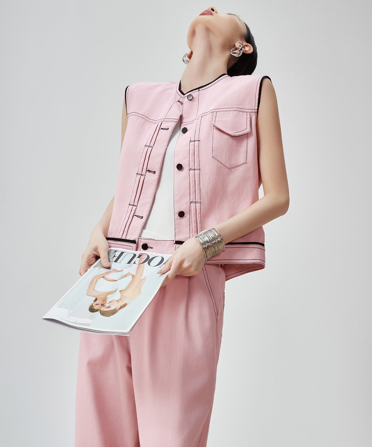 Contrast Stitch Pink Denim Series