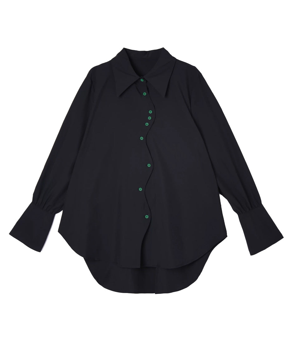 Wave Button Flare Sleeve Shirt
