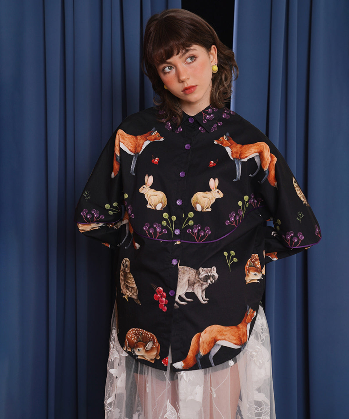 Forest Animal Printed Blouse