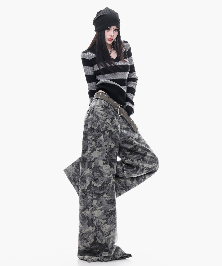 Cable Stripe VNeck Top