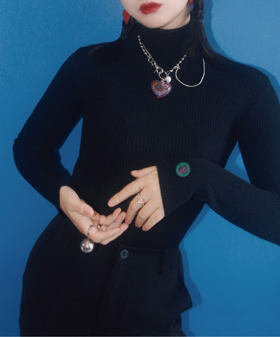 Rib Turtleneck Knit Top
