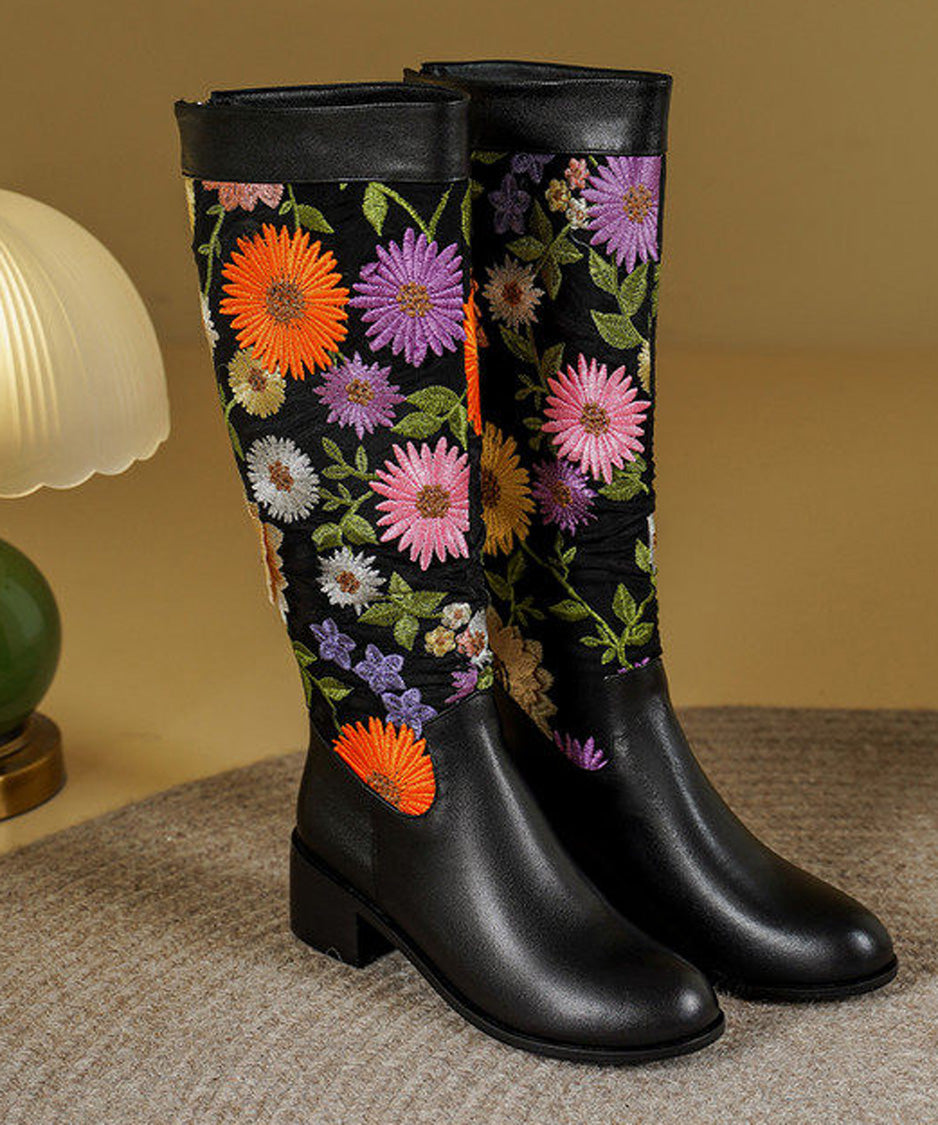 Ornament Embroidered Tall Boots
