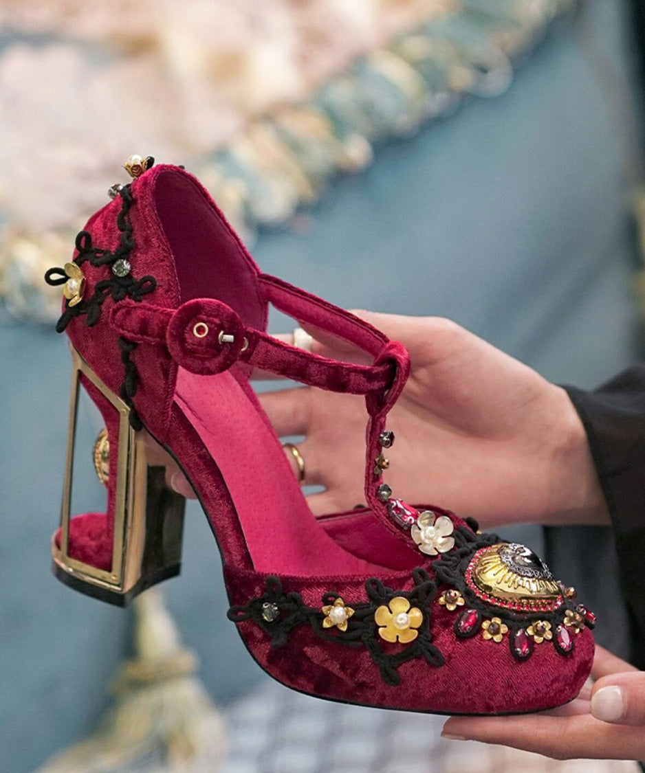 Baroque T Strap Cage Heel Pumps