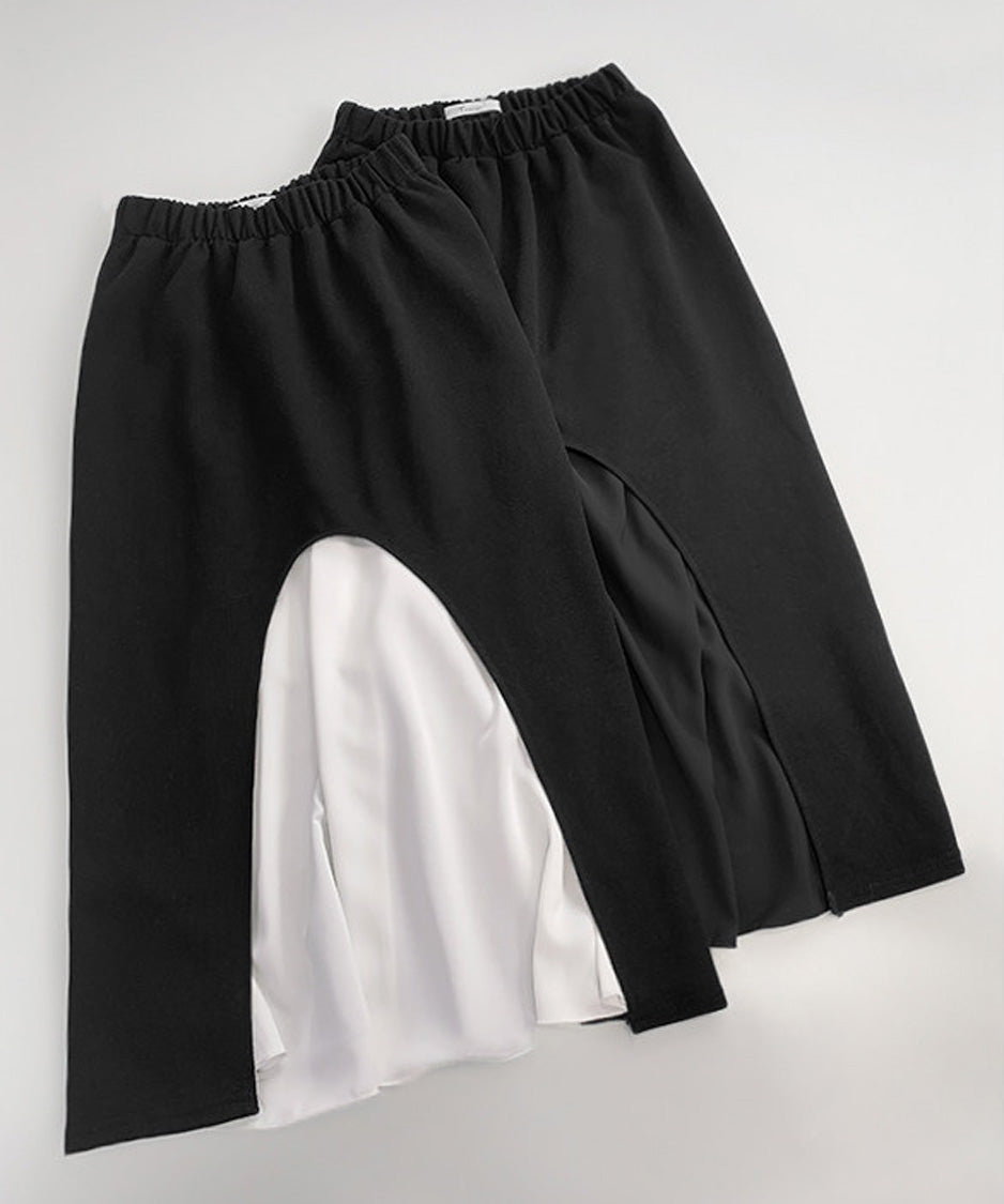 Chiffon Panel Sweat Skirt