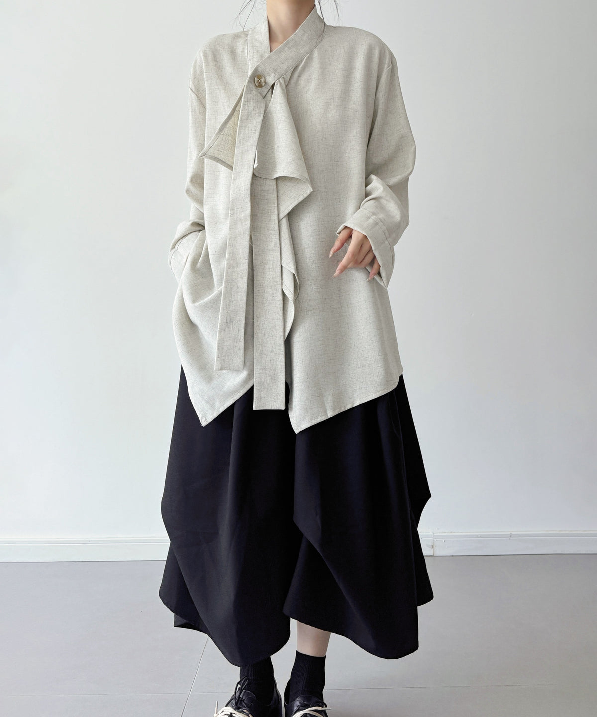 Draped Button Front Top