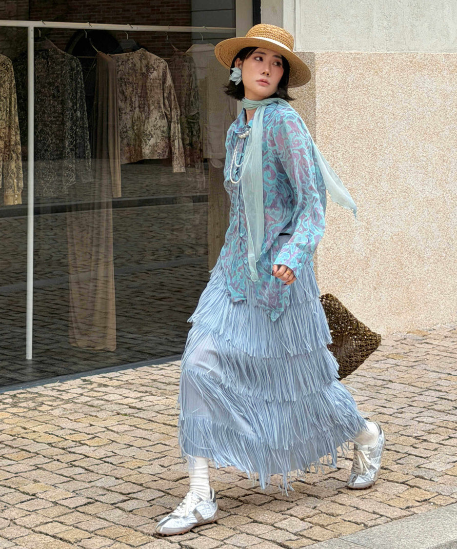 Veil Tie Print Blouse
