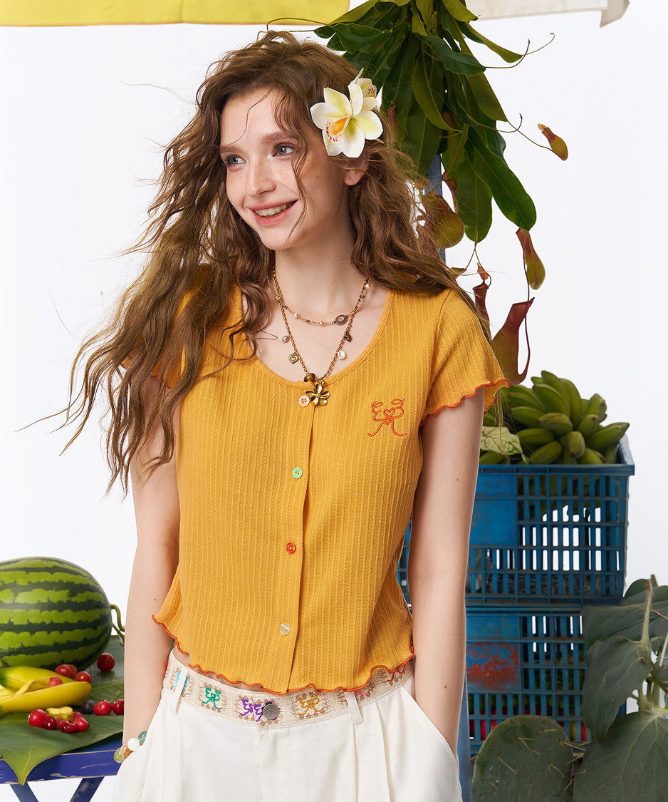 Mellow Rib Button Top