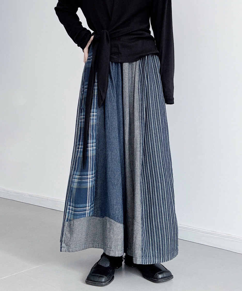 Mixed Fabric Panel Pants