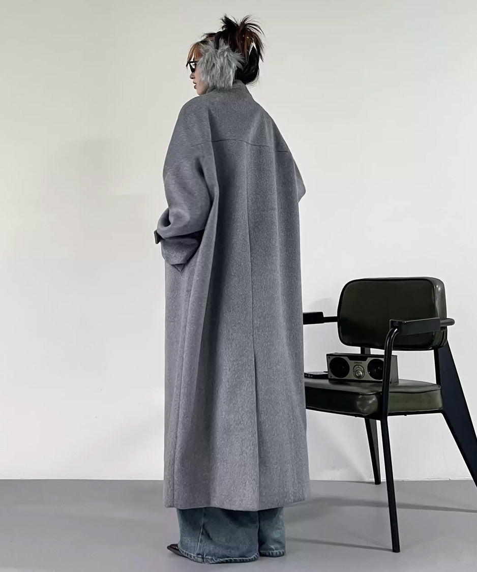 Long Soft Collarless Coat