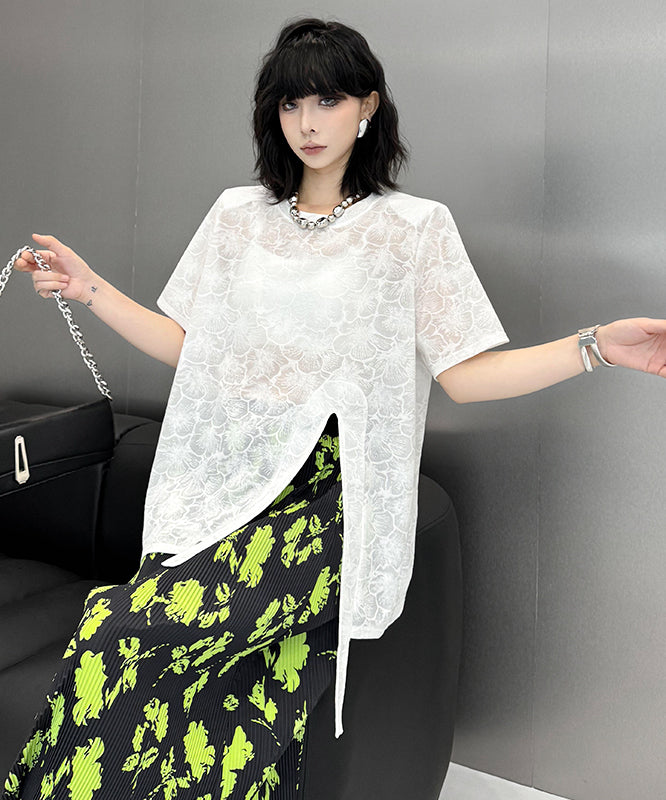 Floral Lace Slit Top