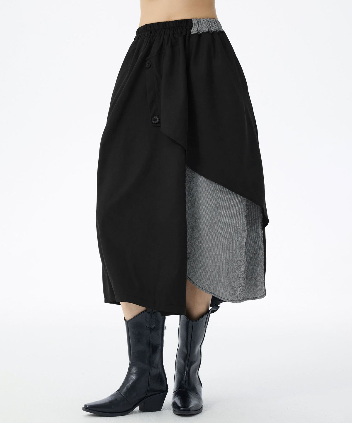 Layered Button Design Skirt