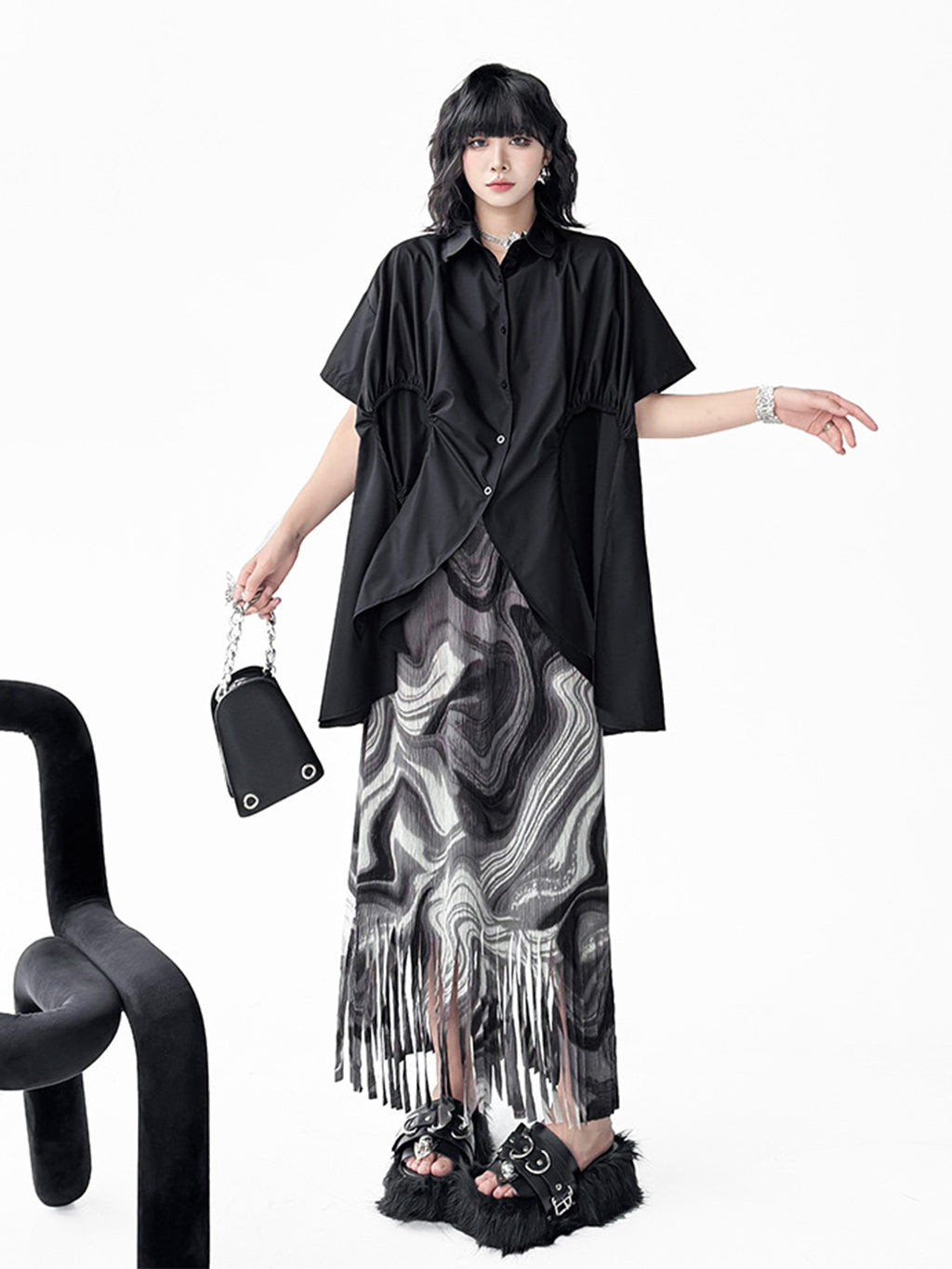 Layer Flare Gathered Blouse