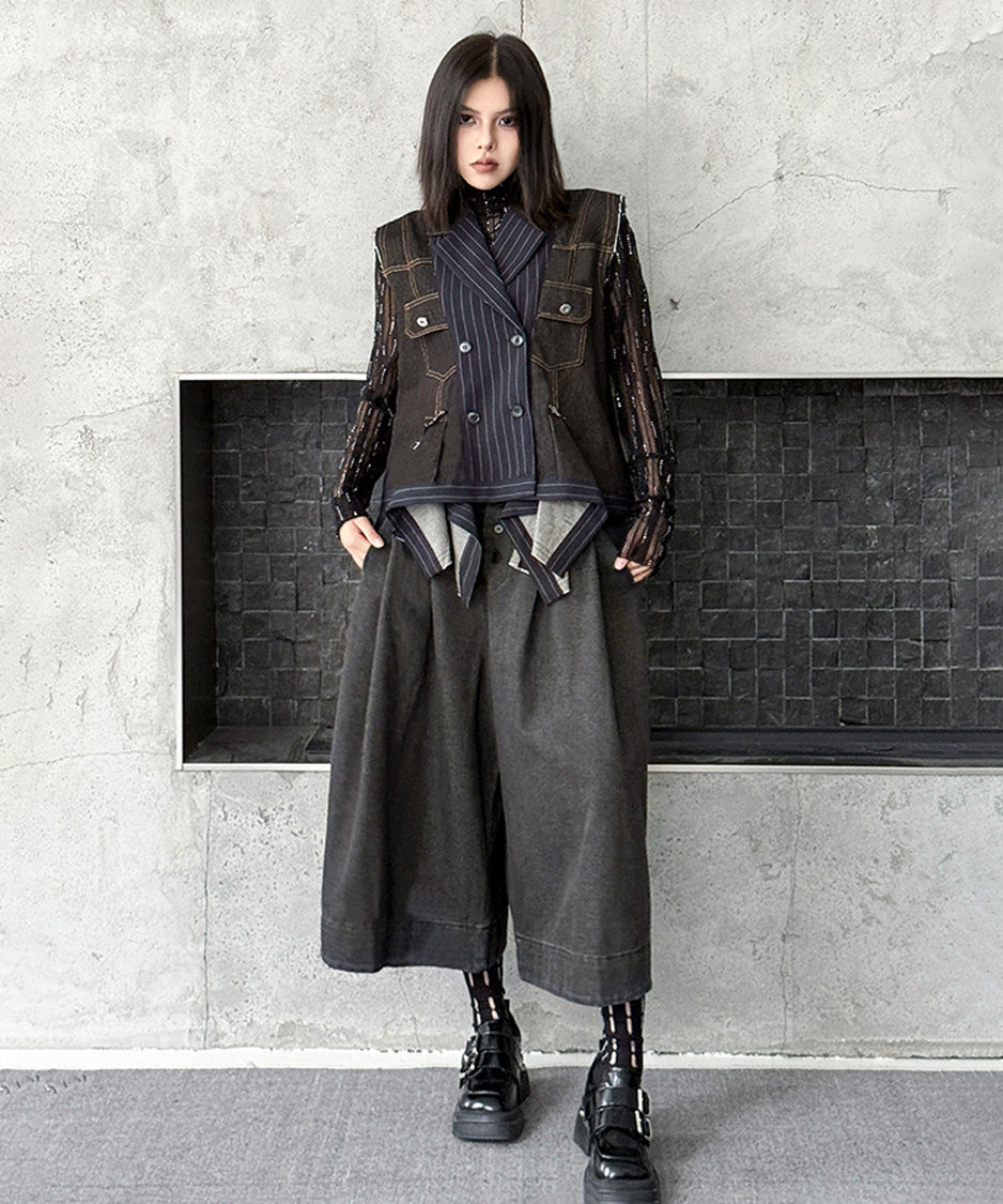 Layered Pinstripe Docking Vest