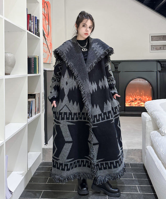 Fringe Pattern Long Coat