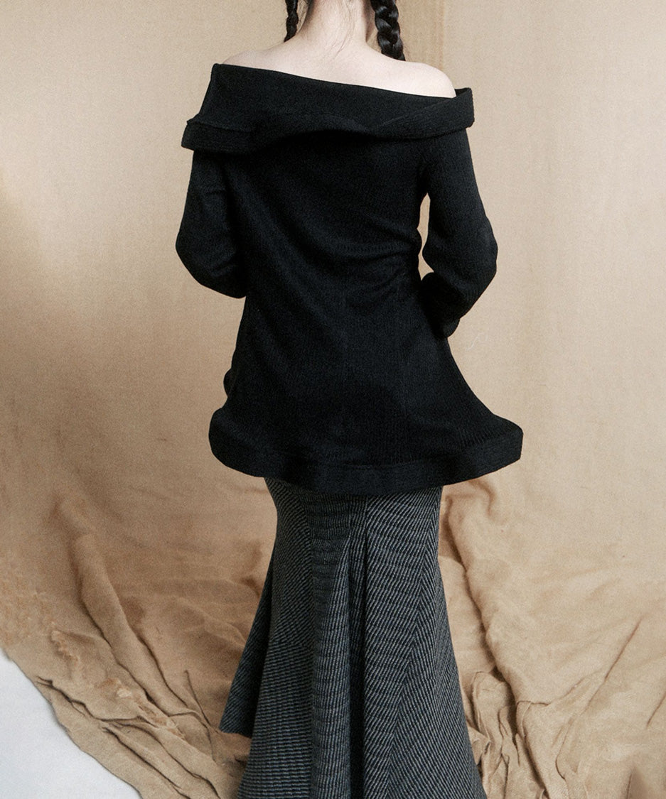 Sculptural Drape Collar Top