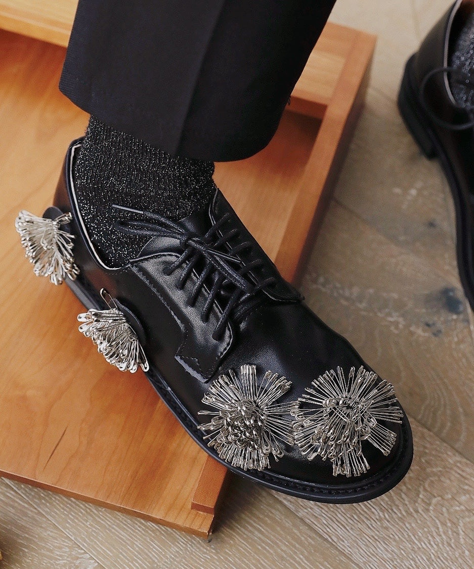 Metal Cluster Decor Derby Shoes
