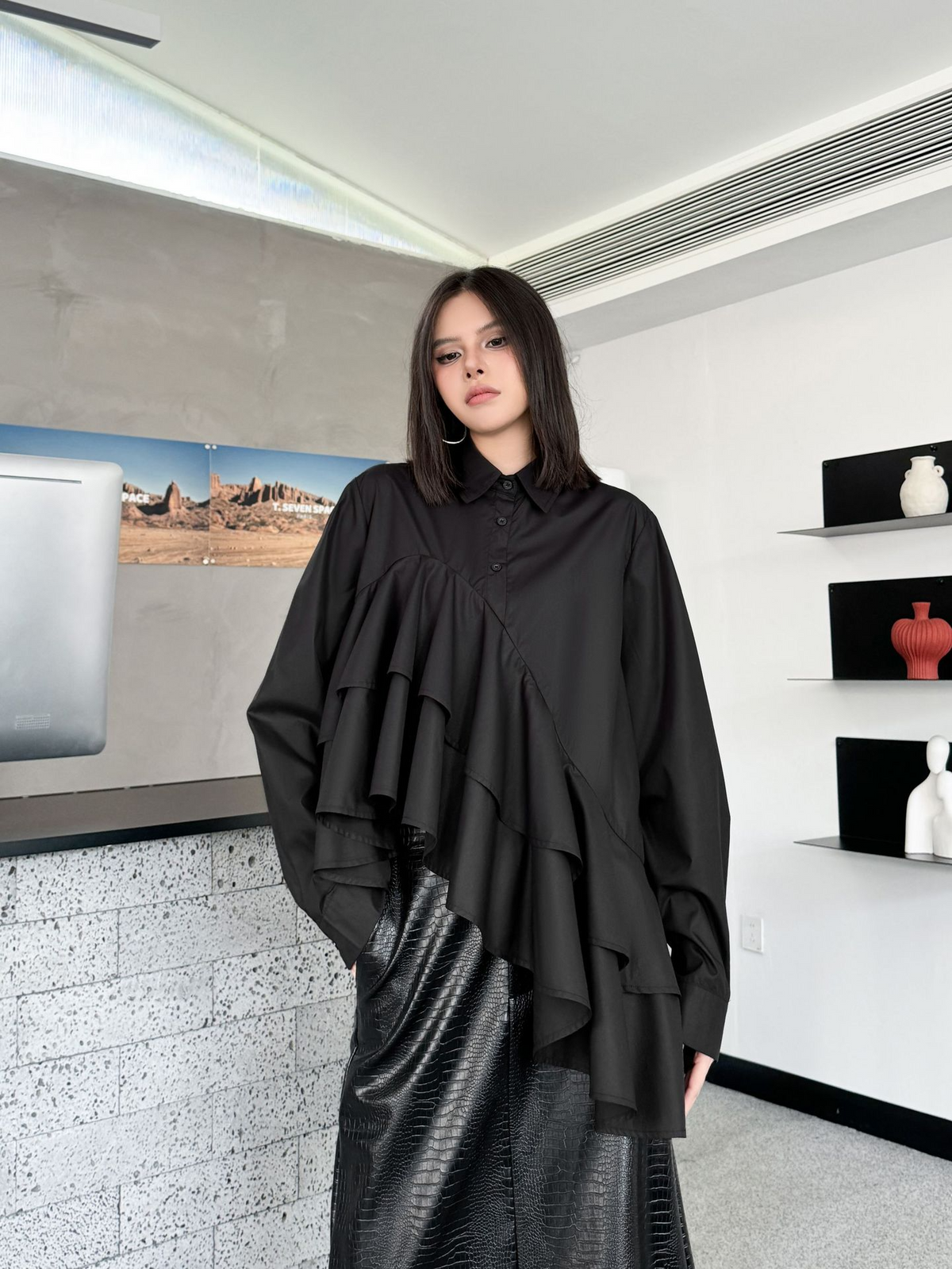 Cascade Layer Frill Blouse
