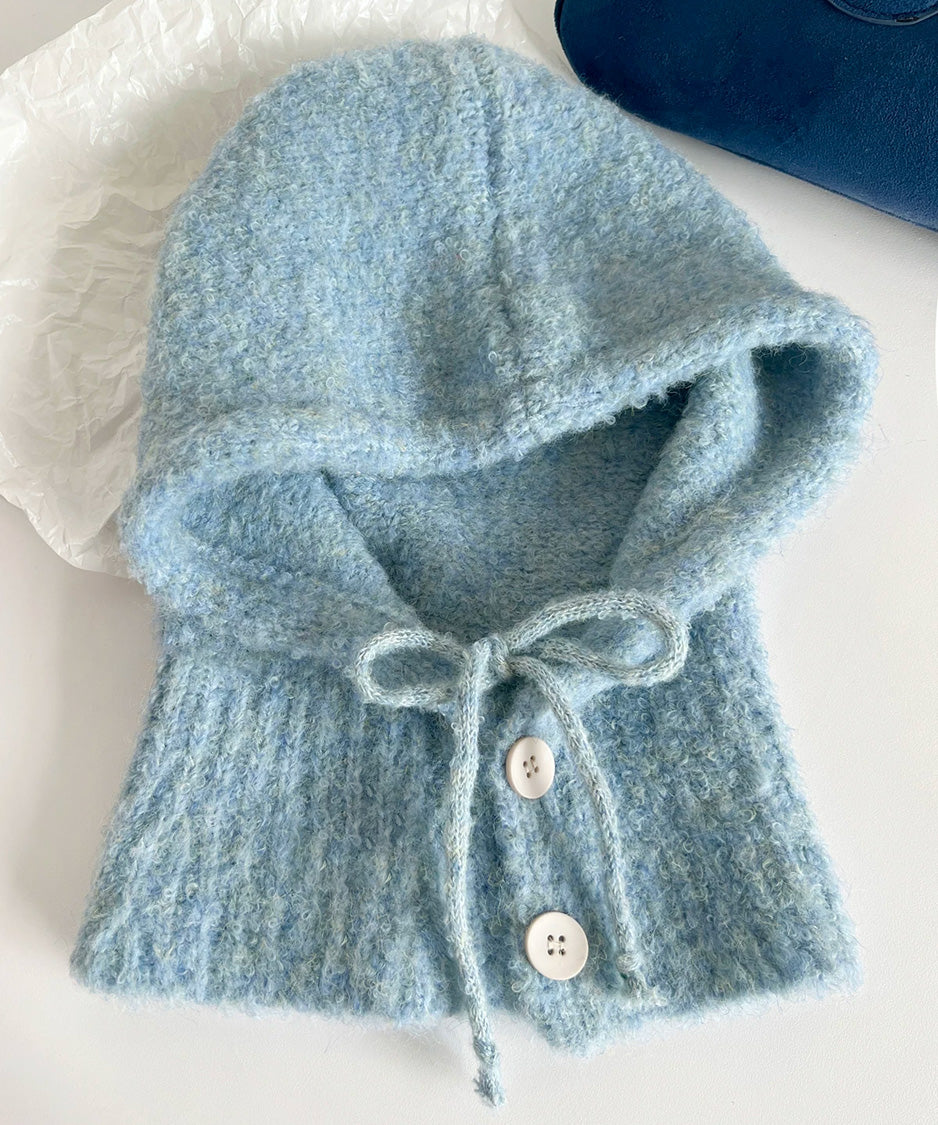 Ribbon Button Knit Balaclava