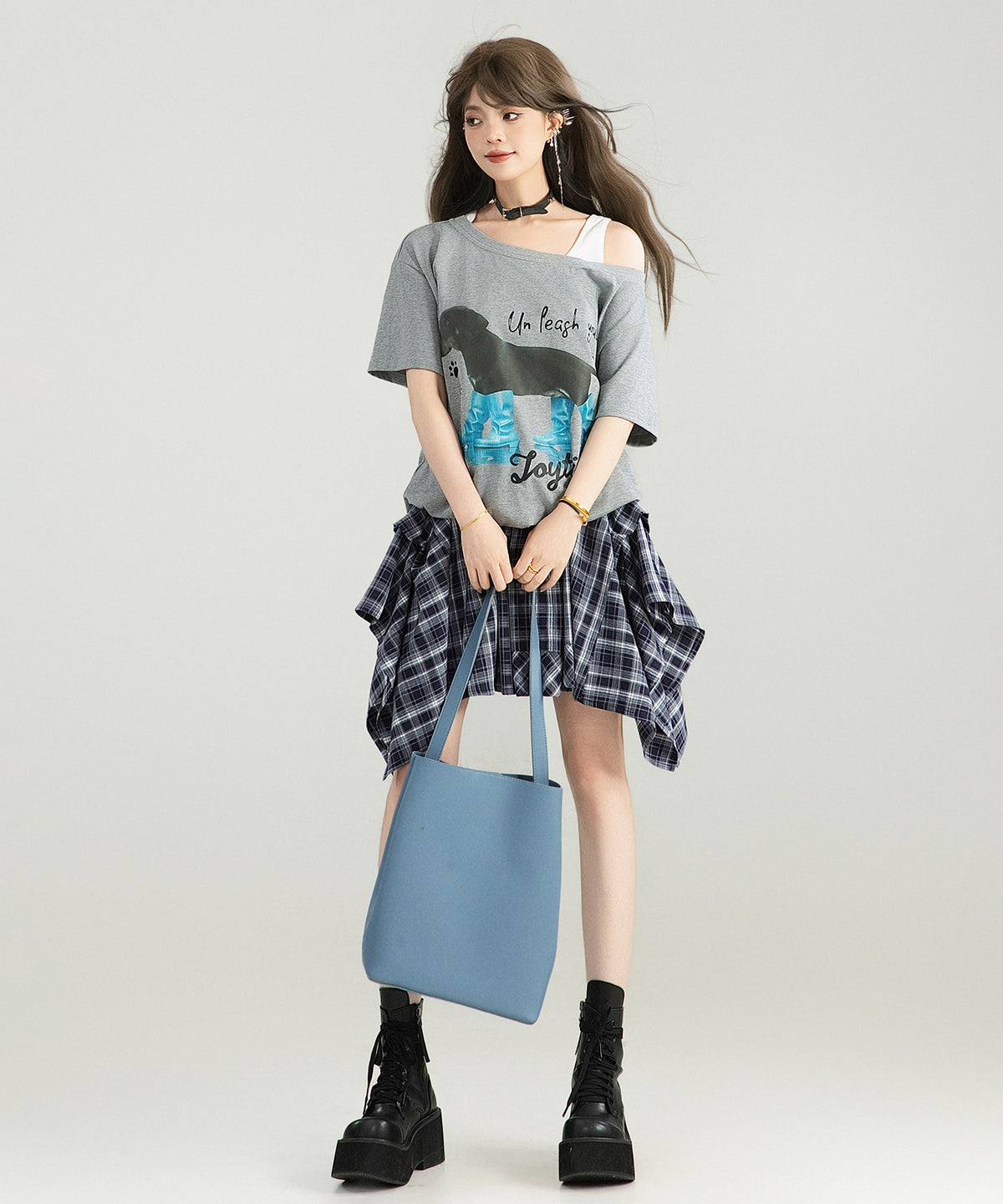 Multi-Drape Plaid Mini Skirt