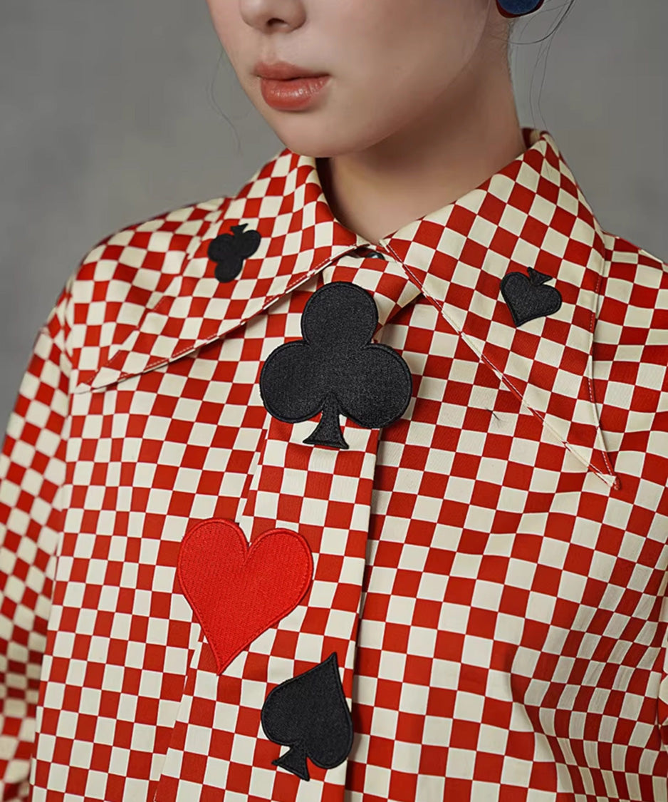 Card Suit Applique Narrow Tie