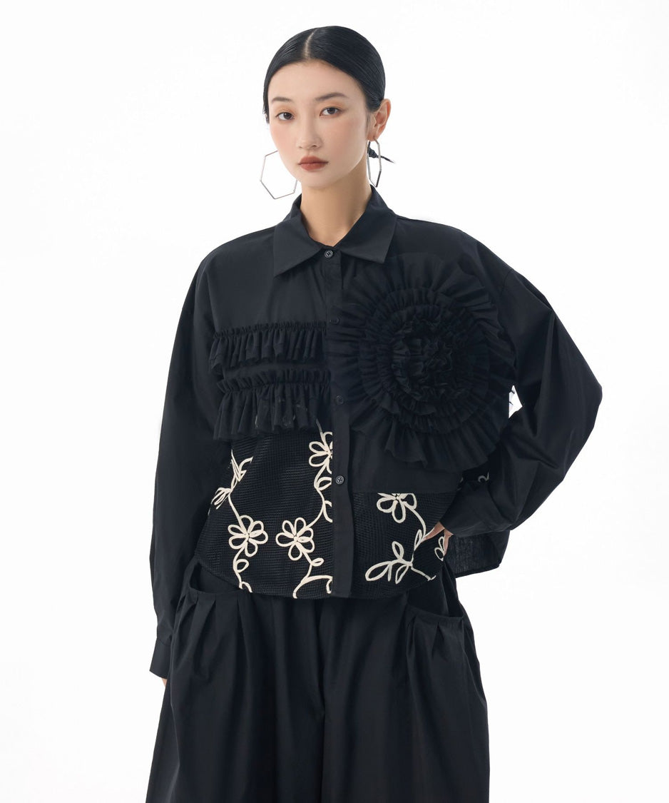 Floral Embroidery Mix Blouse