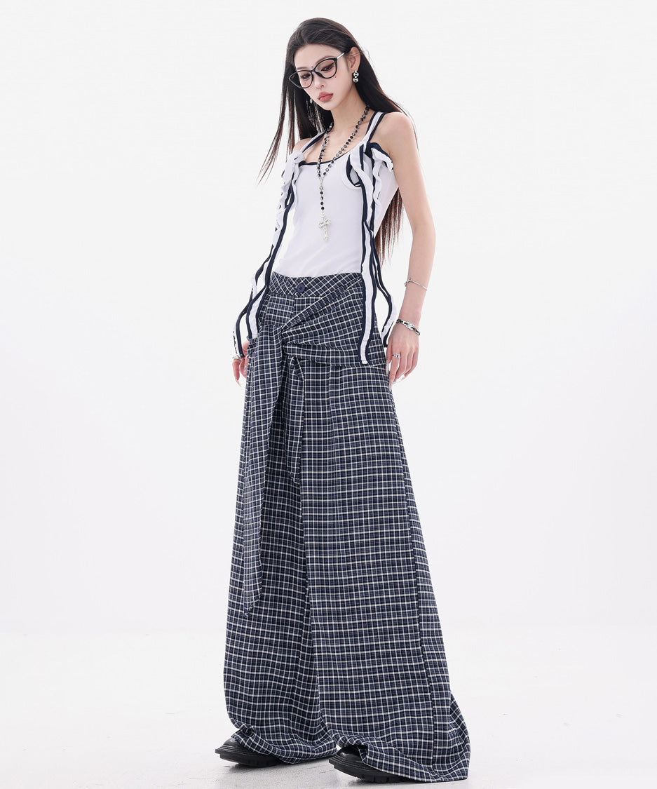 Grid Wrap Wide Pants