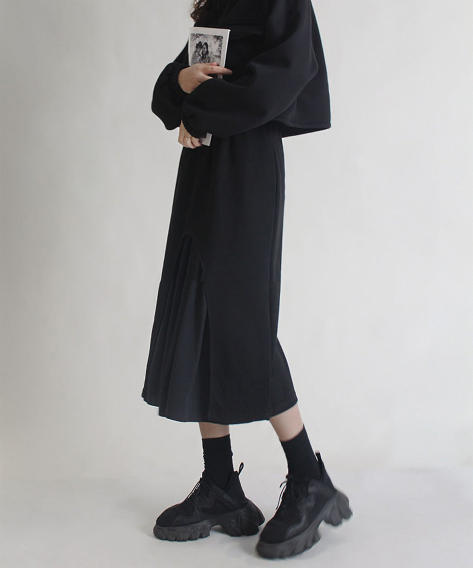 Chiffon Panel Sweat Skirt