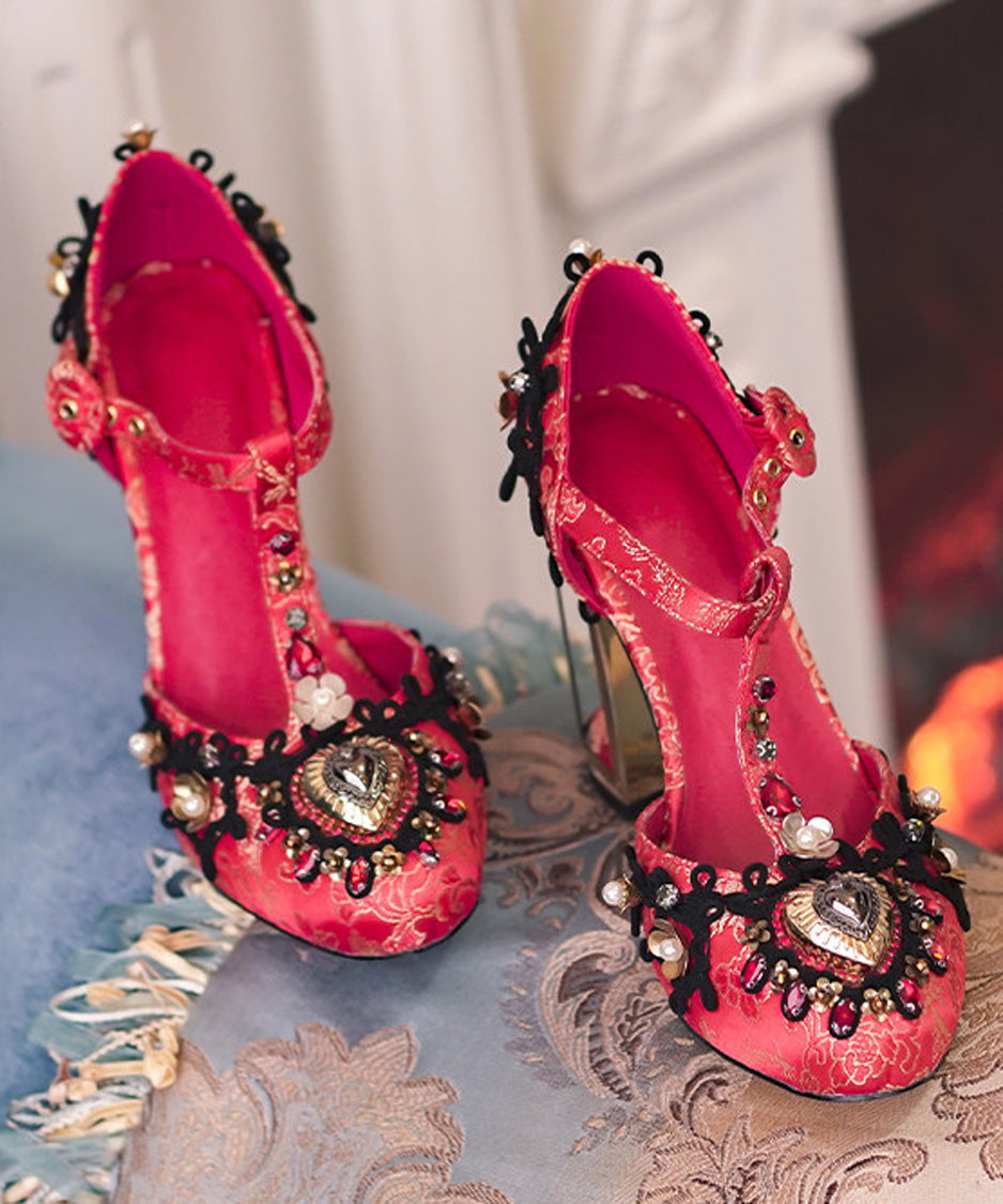Baroque T Strap Cage Heel Pumps