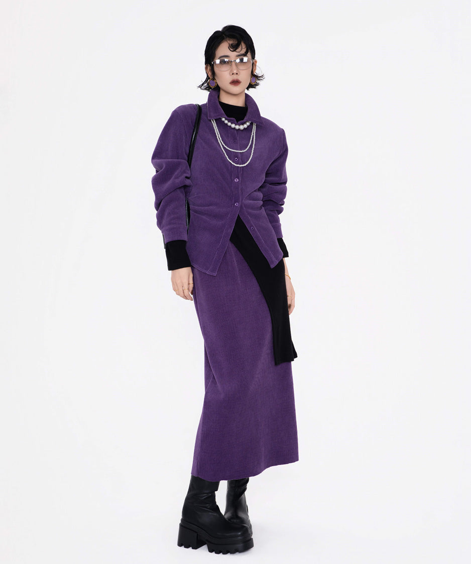 Corduroy Straight Maxi Skirt
