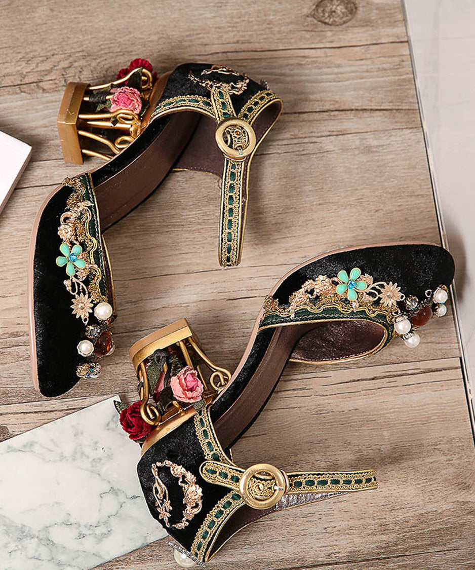 Rose Cage Heel Jewel Pumps