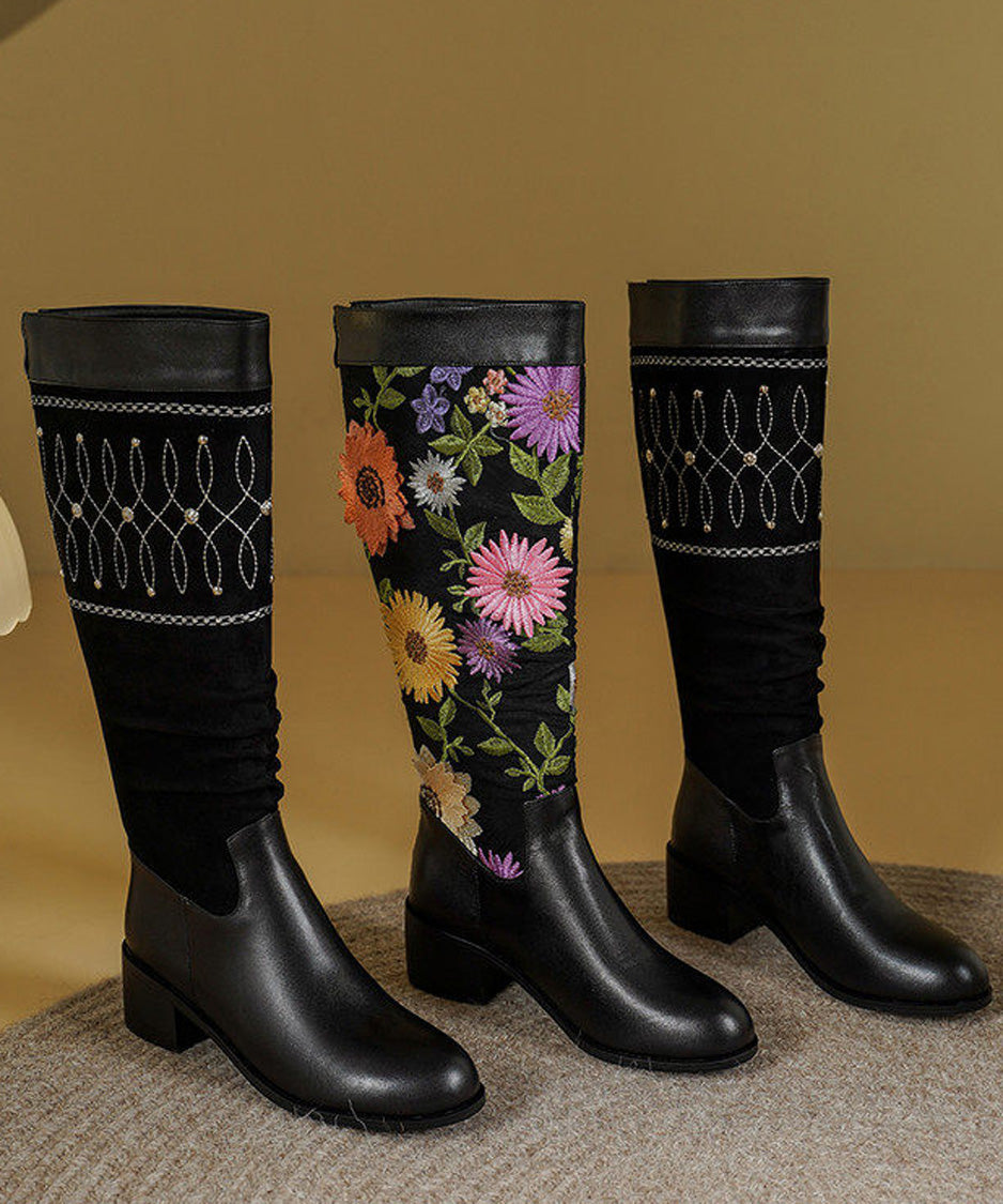 Ornament Embroidered Tall Boots