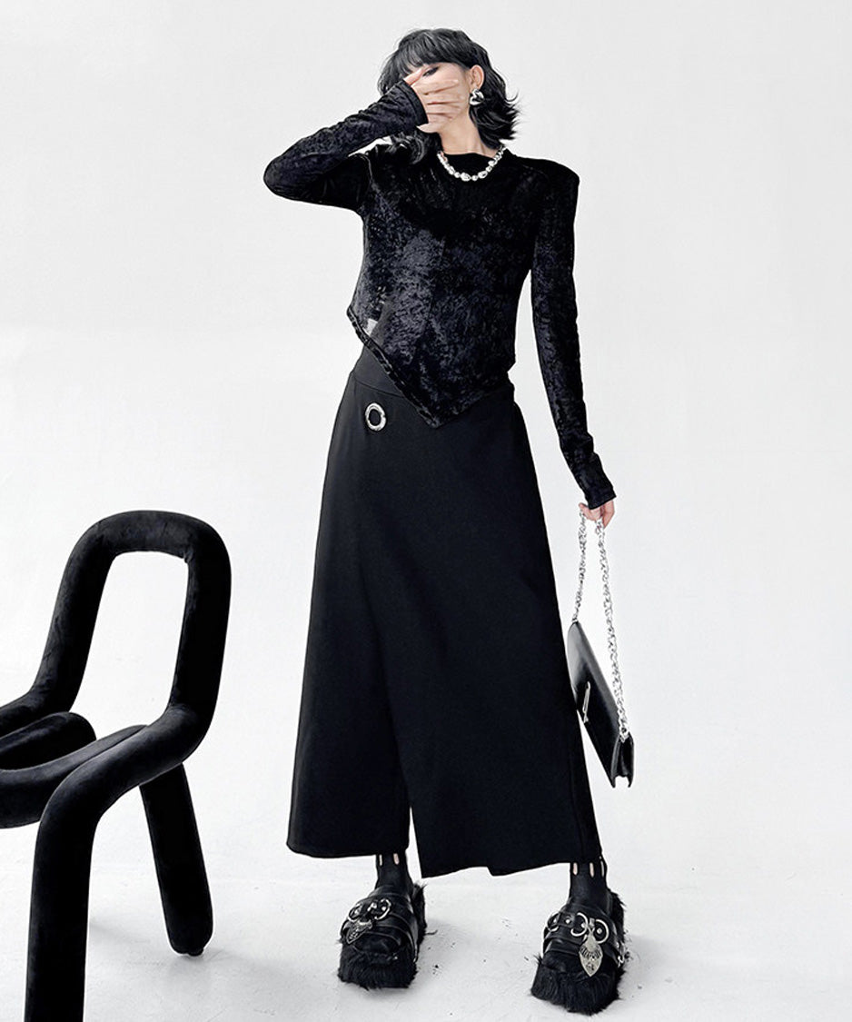 Velvet Edge Structured Long Sleeve Top