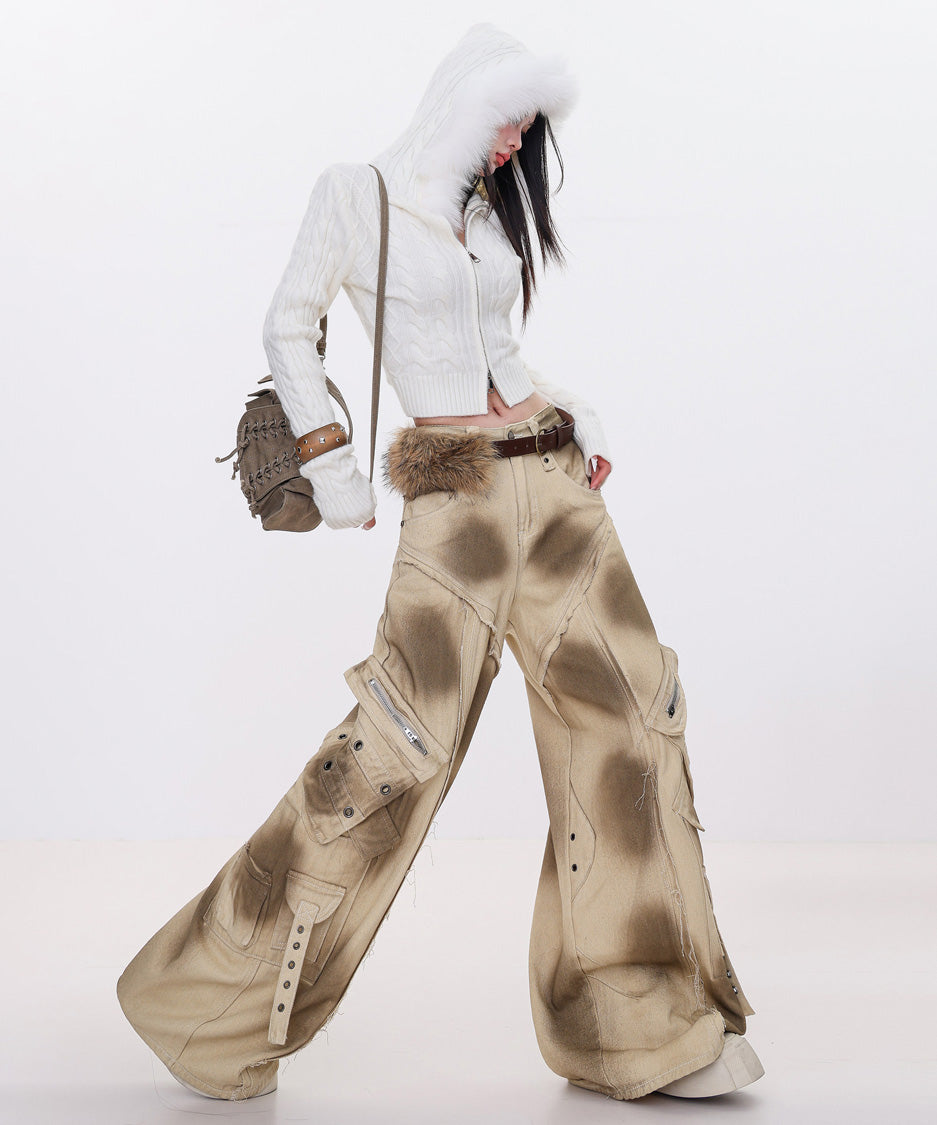 Dust Wash Multi Pocket Wide Pants