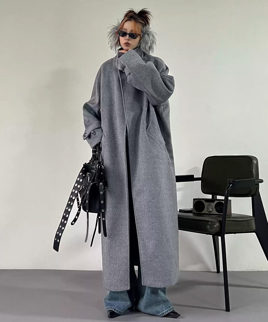 Long Soft Collarless Coat