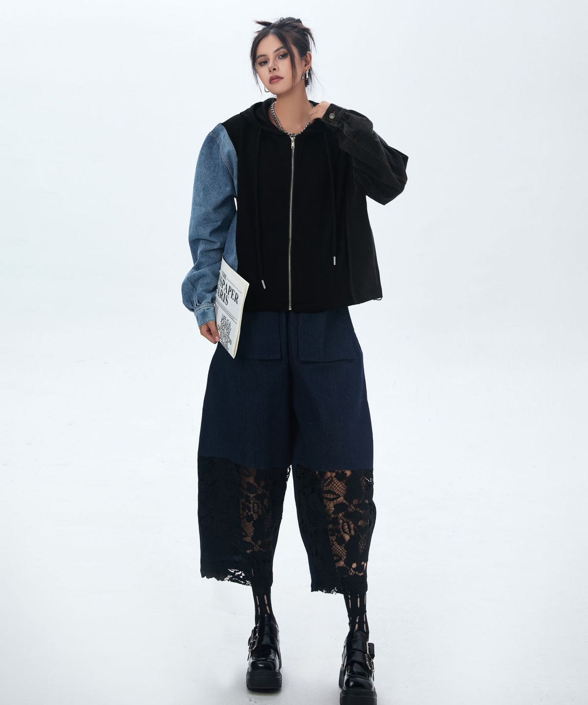 Lace Patchwork Wide Pants