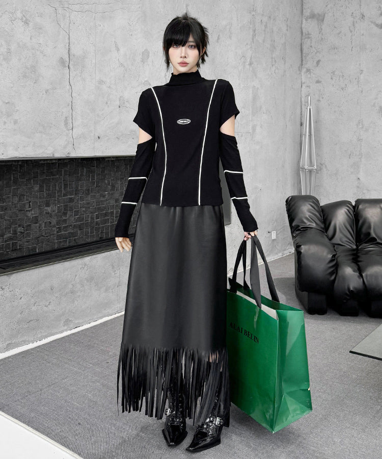 Cut Out Contrast Stitch Top