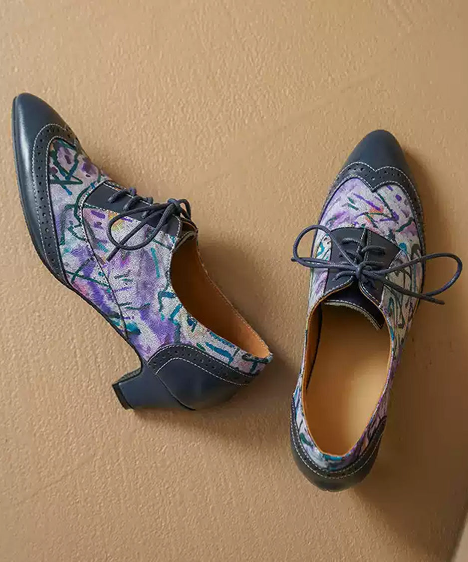Watercolor Brogue Heel Shoes