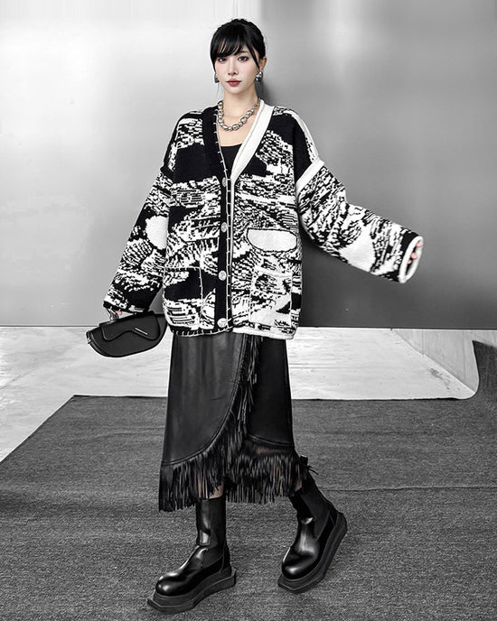 Graphic Knit Cardigan