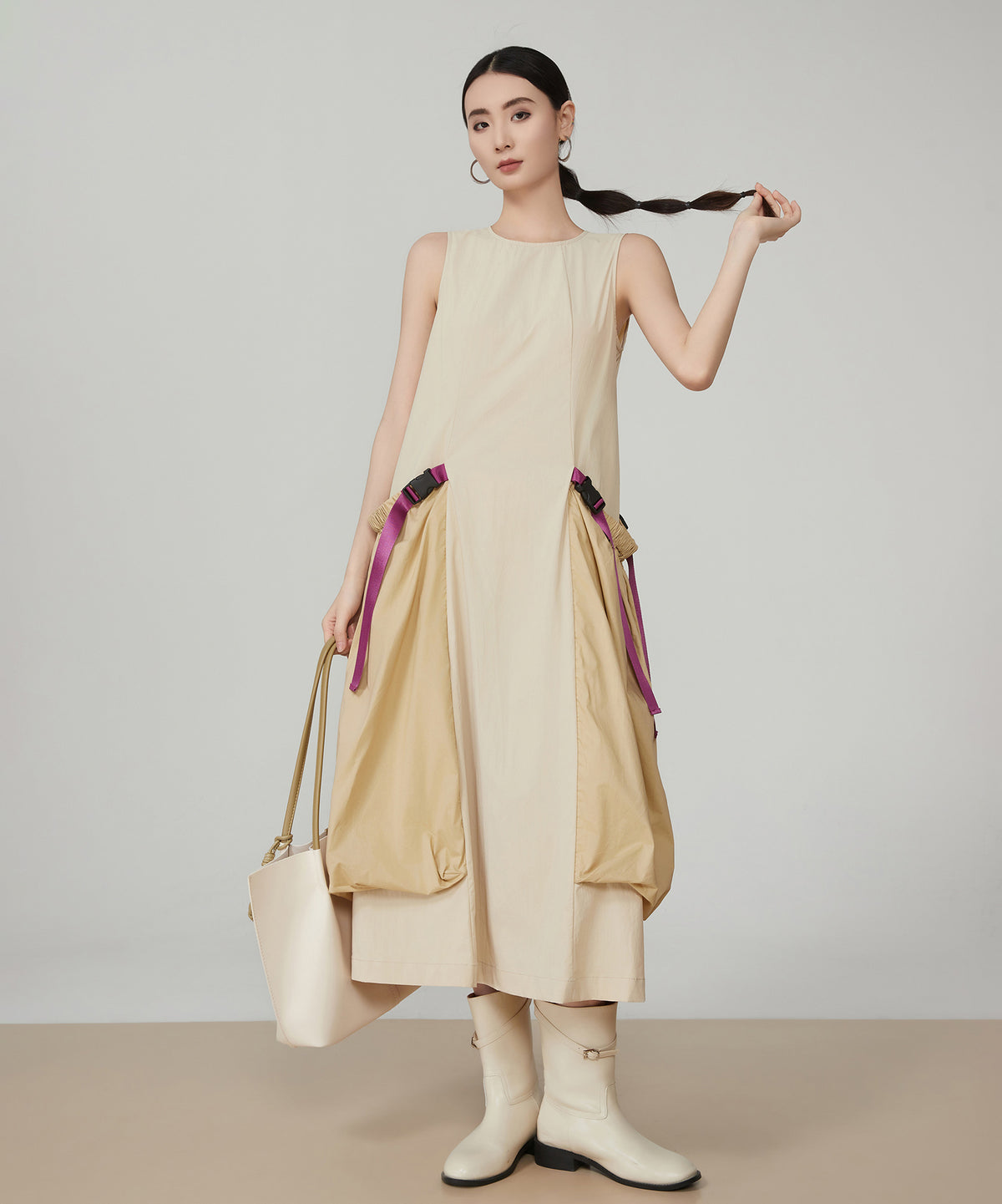Pocket Accent Drape Dress
