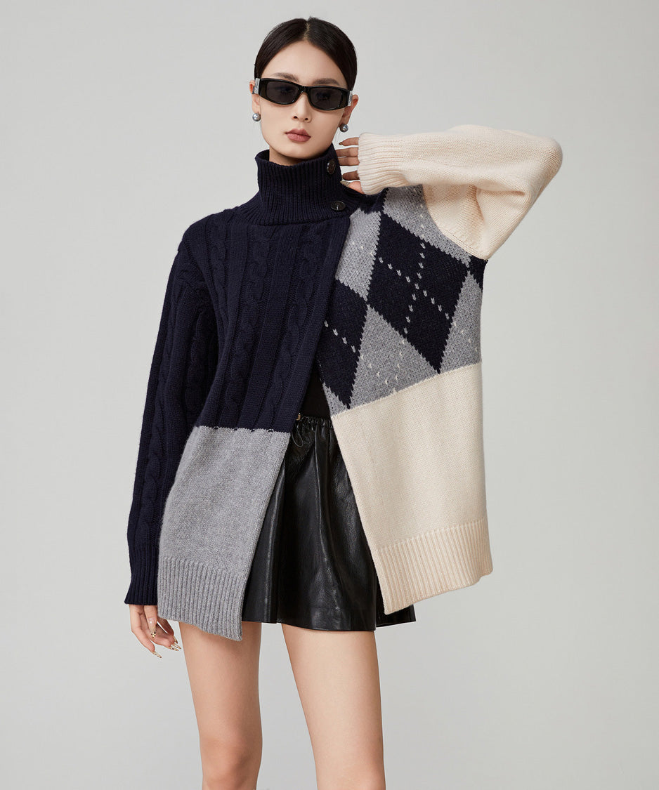 Argyle Cable Highneck Knit