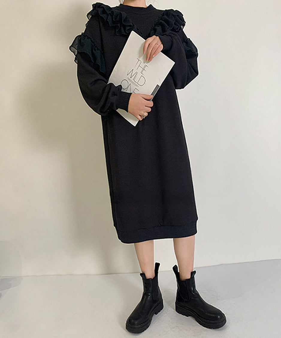 Airy Frill Sweat Dress