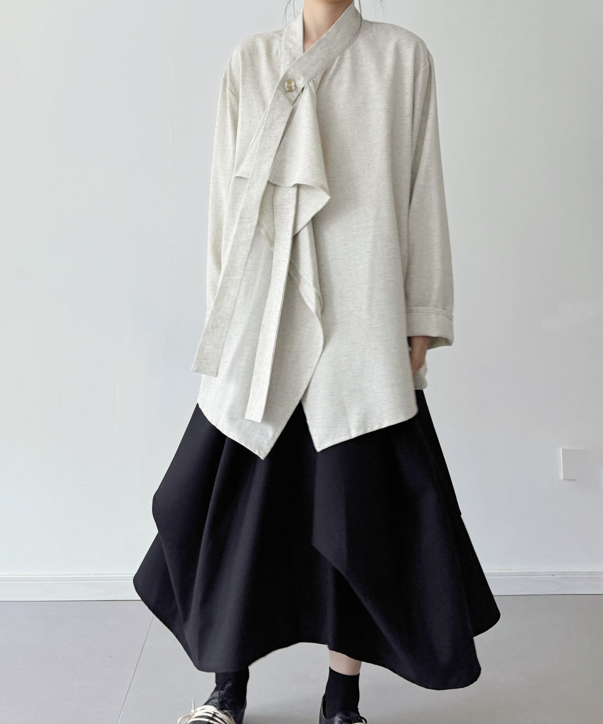 Draped Button Front Top