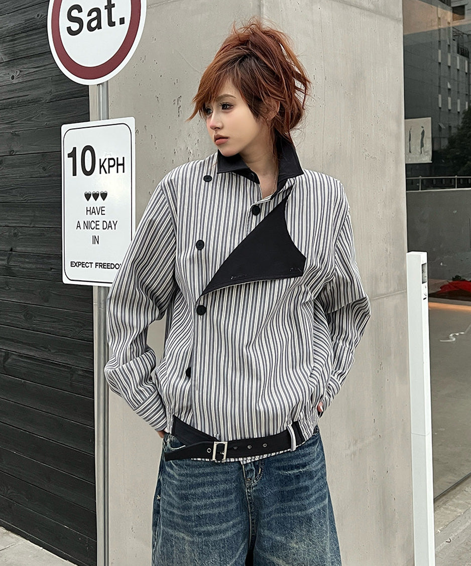 Stripe Panel Layered Jacket
