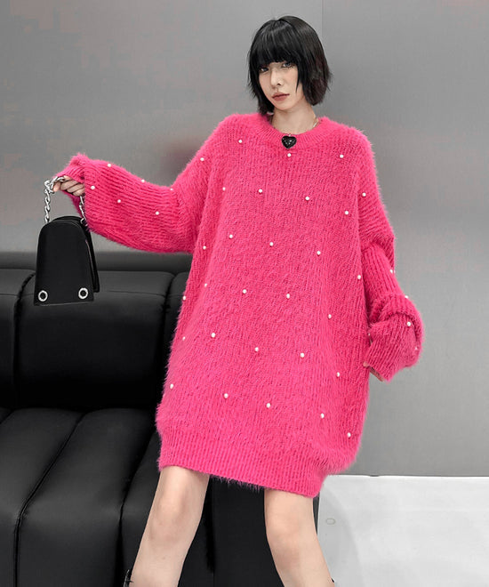 Pearl Accent Fuzzy Sweater