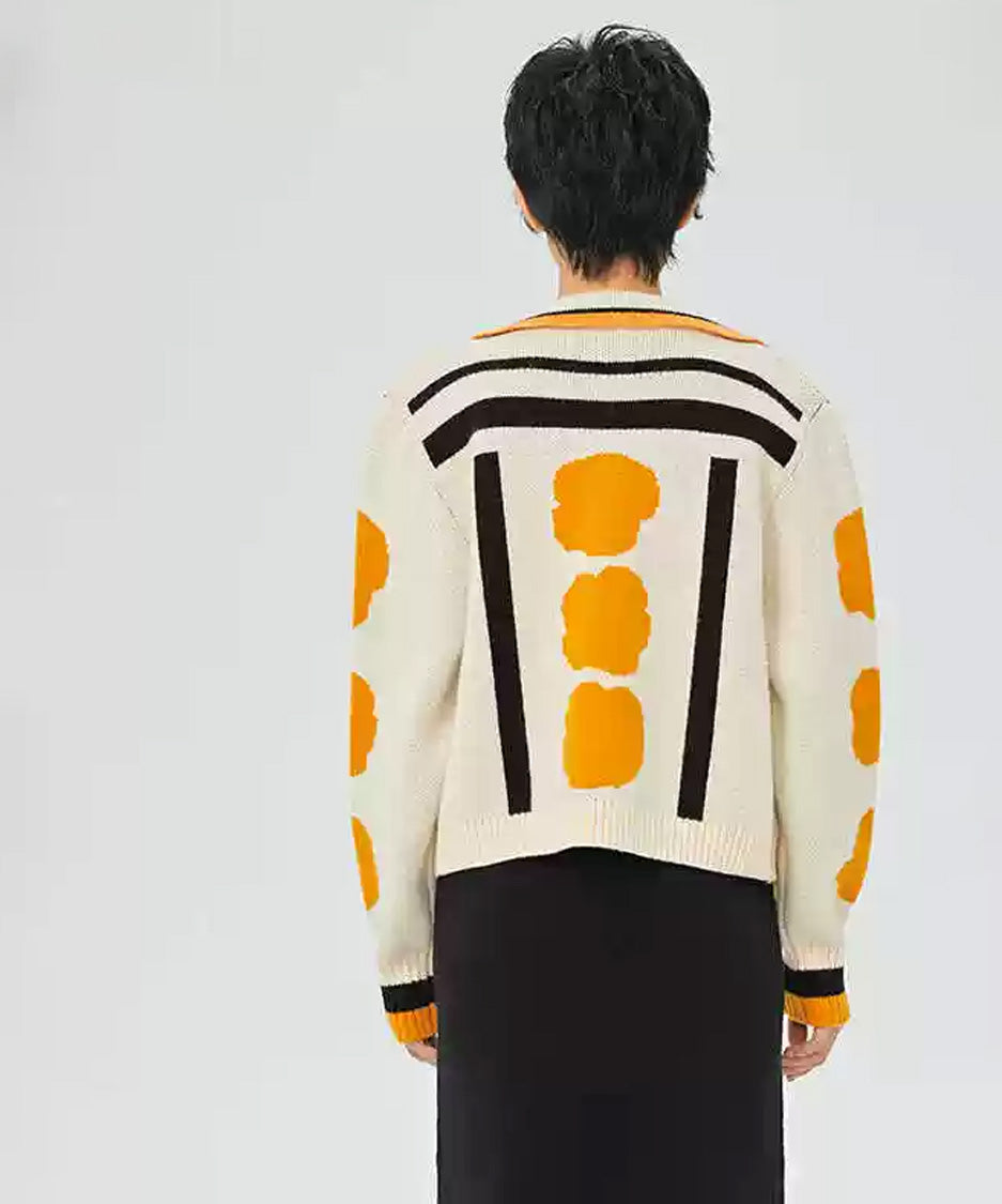 Pattern Knit Collar Cardigan